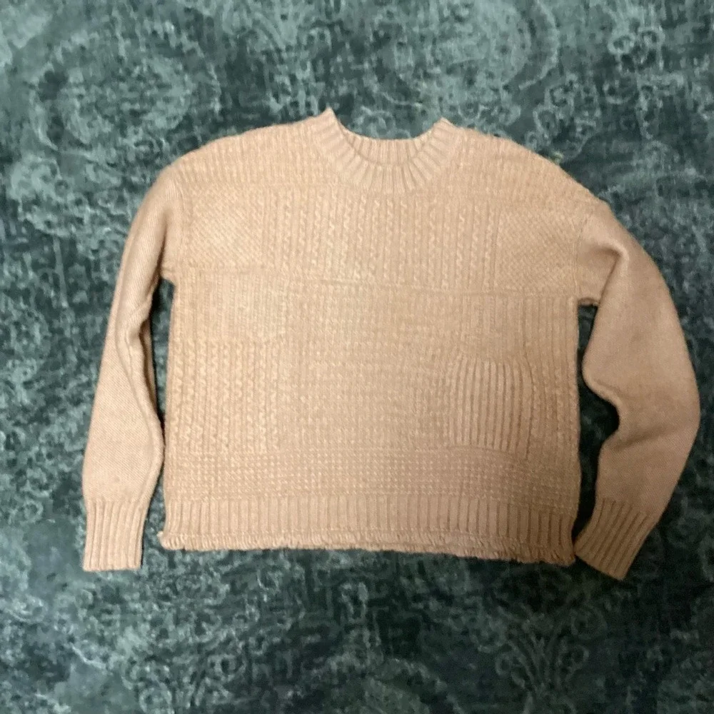 Madewell Merino Wool Textured Cableknit Sweater‎ Blush Tan / Camel Pink XS